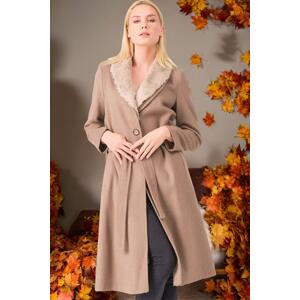 Z6671 DEWBERRY WOMEN'S COAT-DARK BEIGE