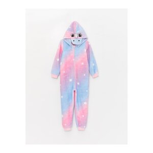 LC Waikiki Girls' Hooded Patterned Long Sleeve Plush Sleeping Bag