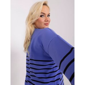 Purple cotton striped blouse plus size