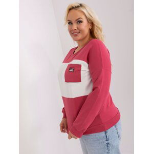 Dark coral and ecru top plus size long sleeve