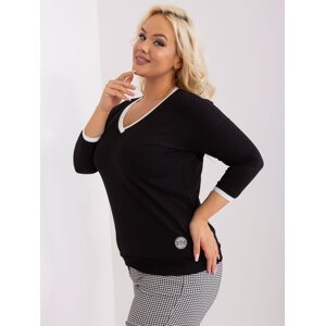 Black women's blouse plus size with 3/4 sleeves