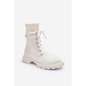Women's boots with lace-up sock white Gentiana