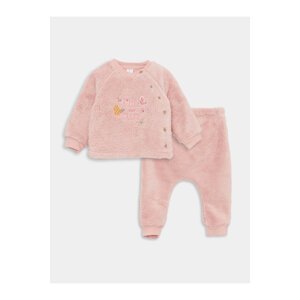 LC Waikiki Crew Neck Long Sleeve Embroidery Detailed Baby Girl Cardigan and Trousers 2-Pack