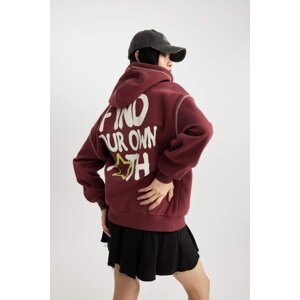 DEFACTO Oversize Fit Back Printed Hooded Thick Sweatshirt