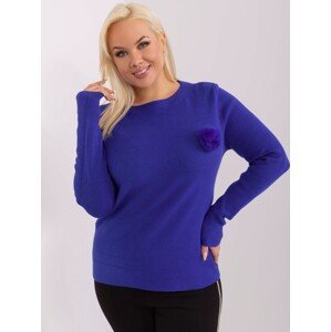 Cobalt blue casual plus-size sweater with tassel