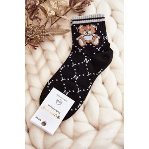Women's socks with teddy bear, black