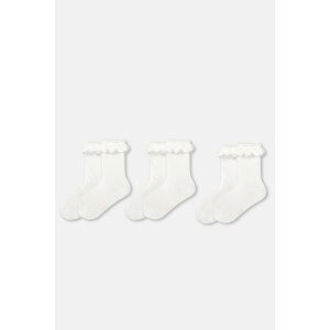 Dagi Ecru Girl's 3-Piece Lace Socks