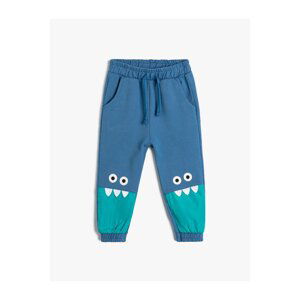 Koton Jogger Sweatpants Tie Waist Monster Printed Applique Detailed Cotton