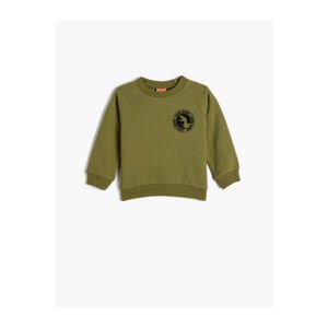 Koton Dinosaur Sweatshirt Crew Neck Long Sleeve Raised Cotton