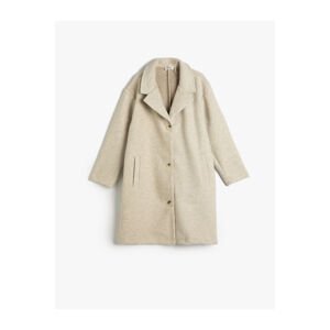 Koton Long Coat with Button Closure, Pocket Detailed