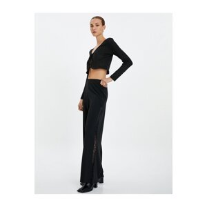 Koton Wide Leg Trousers Normal Waist Side Lace Detailed