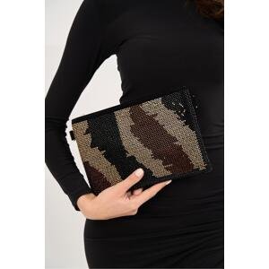 Madamra Stone Patterned Women's Stone Clutch Hand and Shoulder Bag