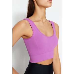 Trendyol Pink Seamless Padded/Shaping Textured Self-Patterned Sports Bra
