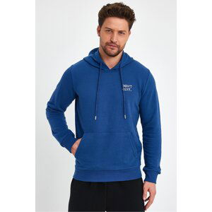 River Club Men's Blue Dont Quit Printed 3 Thread Hooded Sweatshirt