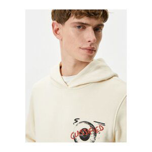 Koton Back Printed Sweat Hoodie Kangaroo Pocket Comfortable Cut