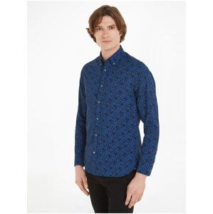 Dark Blue Men's Patterned Shirt Tommy Hilfiger Monogram Print - Men's