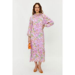 Trendyol Pink Floral Lined Woven Chiffon Dress