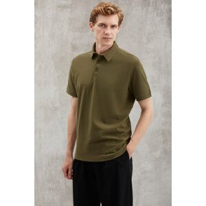 GRIMELANGE Eddie Men's Slim Fit 100% Cotton Khaki Polo Neck T-shirt