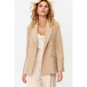 Trendyol Light Brown Regular Lined Double Breasted Closure Woven Blazer Jacket