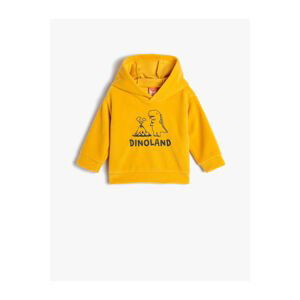 Koton Hooded Dinosaur Sweatshirt Printed Long Sleeve Ribbon