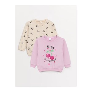 LC Waikiki Crew Neck Long Sleeve Printed Baby Girl Sweatshirt 2-Pack