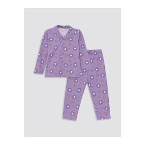 LC Waikiki Shirt Collar Long Sleeve Printed Baby Girl Pajama Set