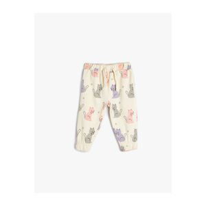 Koton Jogger Sweatpants Cat Printed Cotton Waistband