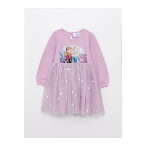 LC Waikiki Crew Neck Long Sleeve Frozen Printed Baby Girl Dress