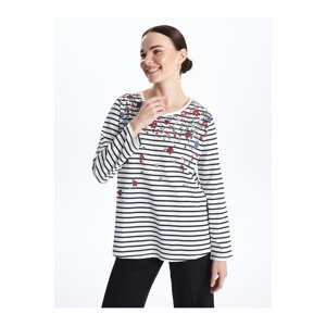 LC Waikiki Women's Crew Neck Striped Long Sleeve T-Shirt