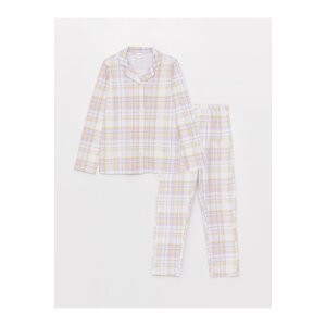 LC Waikiki Shirt Collar Plaid Long Sleeve Girls Pajama Set