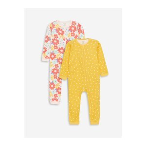 LC Waikiki Crew Neck Zippered Patterned Baby Girl Jumpsuit