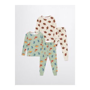 LC Waikiki Crew Neck Long Sleeve Printed Baby Boy Pajama Set, 2-Piece