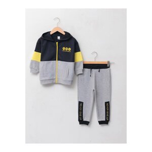 LC Waikiki 2-Piece Hooded Long Sleeve Printed Baby Boy Zippered Sweatshirt and Jogger Pants