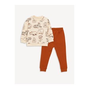 LC Waikiki Crew Neck Long Sleeve Printed Baby Boy Sweatshirt and Sweatpants 2-Set
