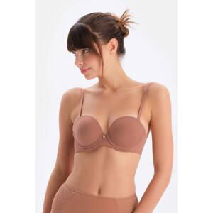 Dagi Brown 1078Kc Plumeria Strapless Half Padded Bra