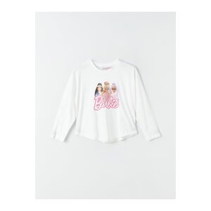 LC Waikiki Crew Neck Barbie Printed Long Sleeve Girls T-Shirt