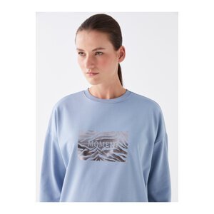 LC Waikiki Women's Crew Neck Printed Long Sleeve Oversize Sweatshirt Tunic