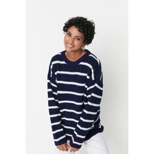 Trendyol Navy Blue široký pleteninový sveter