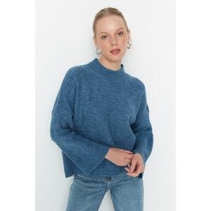 Trendyol Indigo Soft Textured Basic Knitwear Sweater