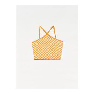 Dilvin 10185 Front Cross Strap Tank Top - orange