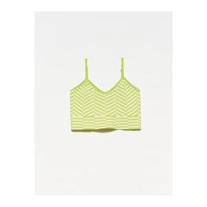 Dilvin 10184 Strappy Knitwear Undershirt Crop-lime