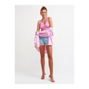 Dilvin 1011 Back Lace Knitwear Bustier-pink