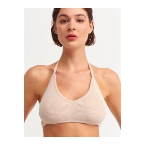 Dilvin 1061 Lace-Up Back Knitwear Bra-beige