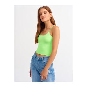 Dilvin 3528 Elastic Crop Top-neon Green