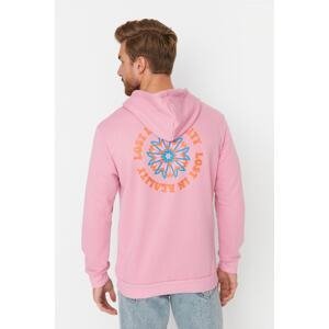 Trendyol Pale Pink Regular Fit Hooded Printed Sweatshirt