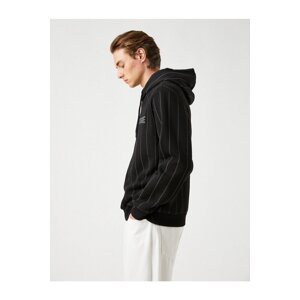 Koton Printed Striped Hooded Sweatshirt Raised