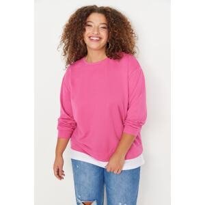 Trendyol Curve Fuchsia Altan T-Shirt Pull-out Look Knitted Thick Sweatshirt