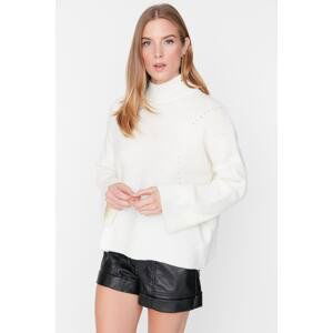 Trendyol Ecru Soft Textured Basic Knitwear Sweater