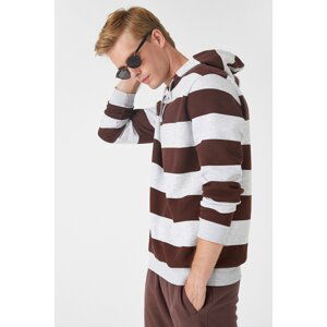 Koton Men's Brown Striped Sweatshirt