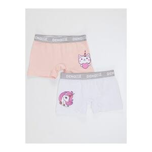 Denokids Girl's Pink-white 2 Piece Boxer Suit
